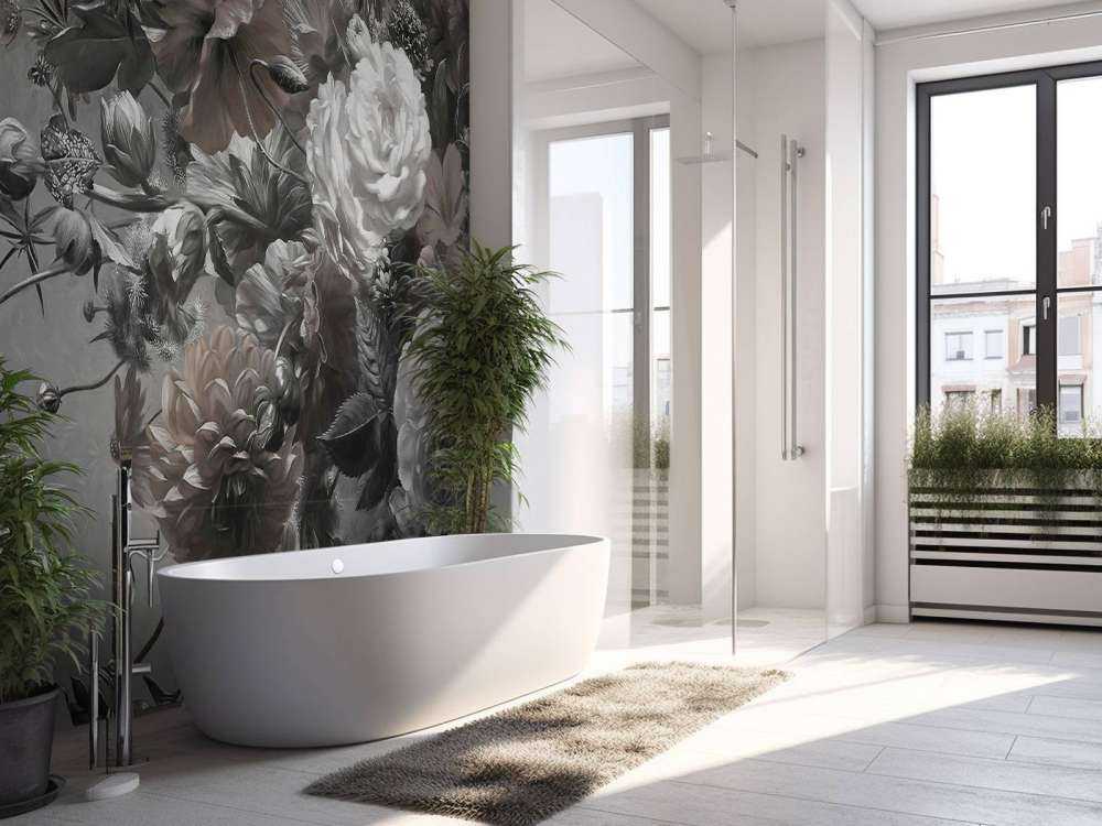 Big bouquet with poppies Sepia