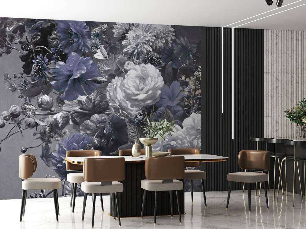 Big bouquet with poppies Blue