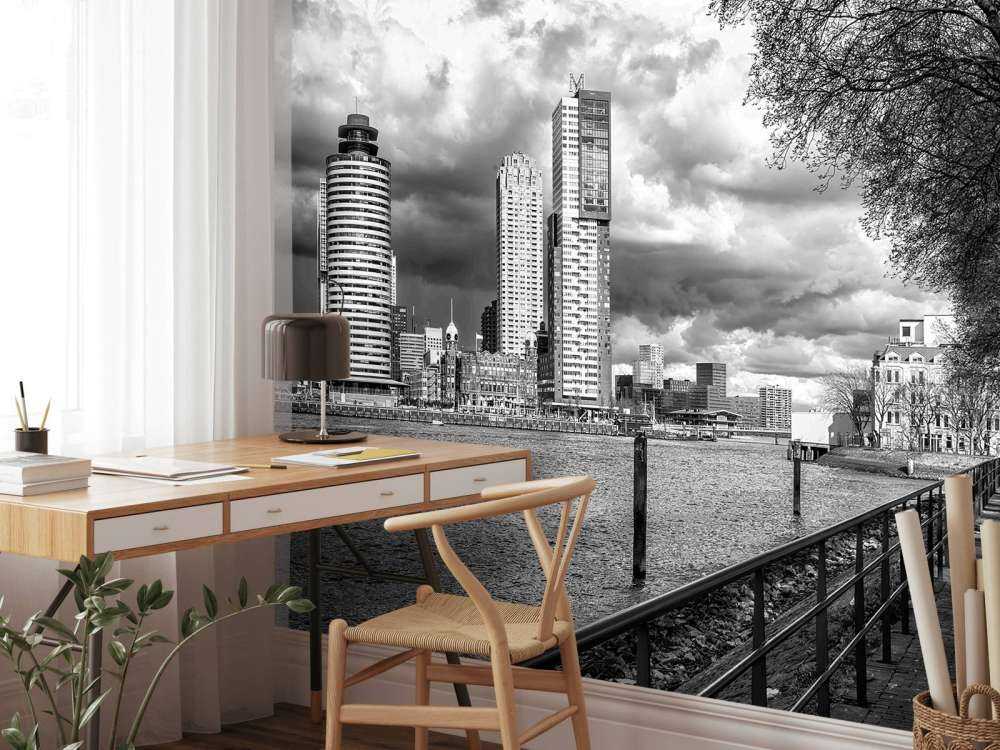 Zwart-Wit Skyline vanaf de Kade