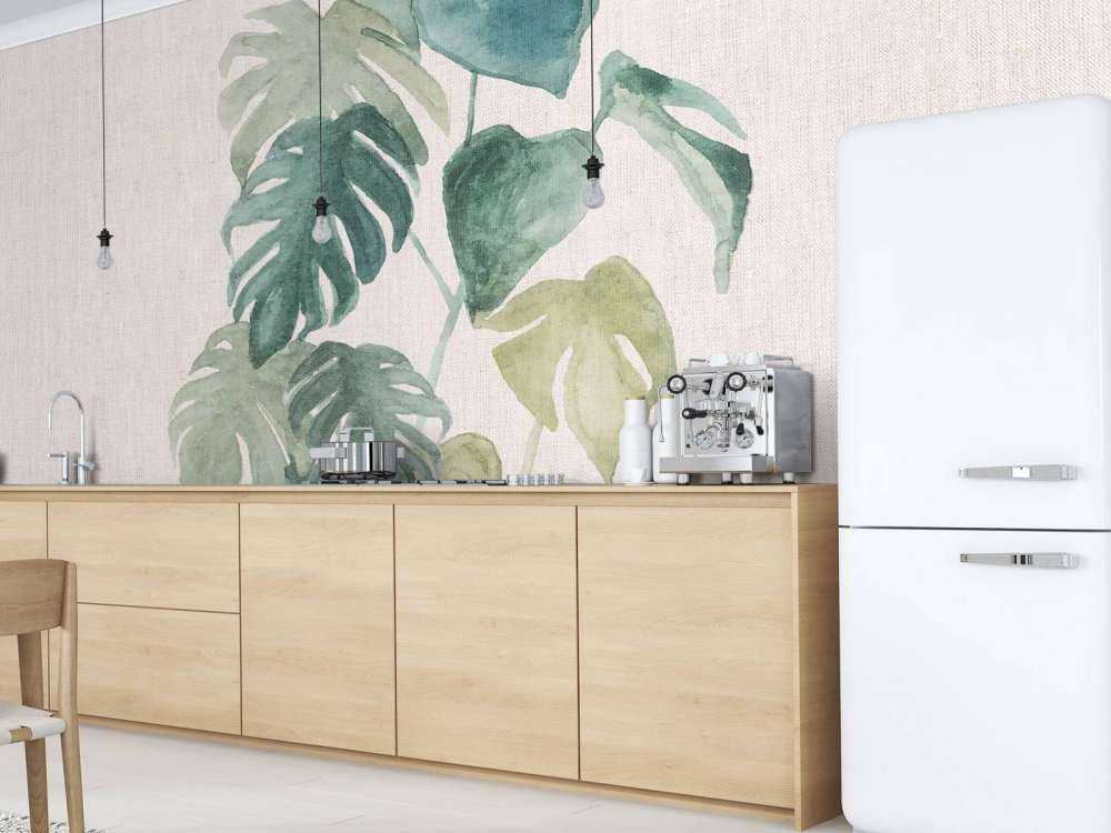 Aquarelbladeren in tropische tonen