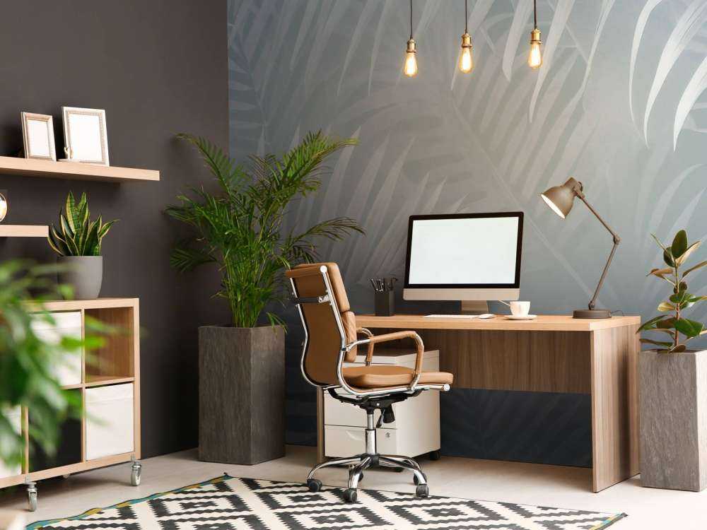 Foggy palm leaves Gray