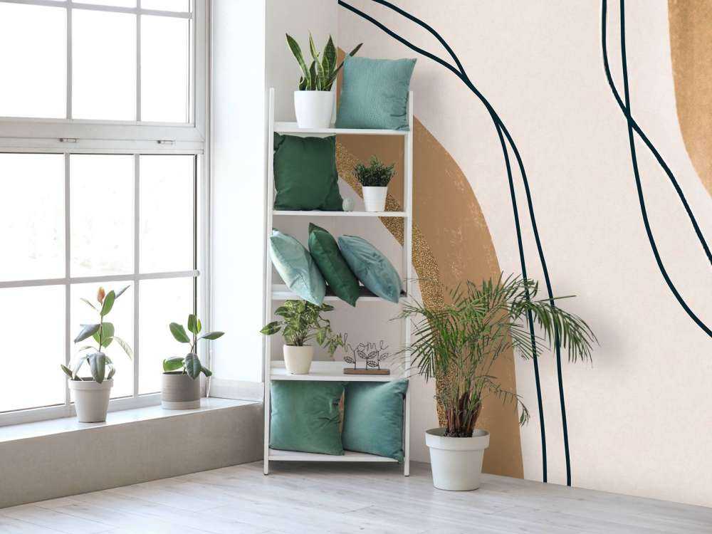 Calming Lines Modern Mid Century Art Beige