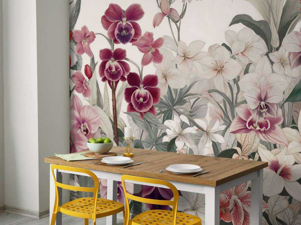 Exotische bloemen in zachte pasteltinten