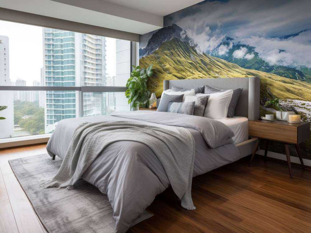 Berglandschap met wolken en bergmeer