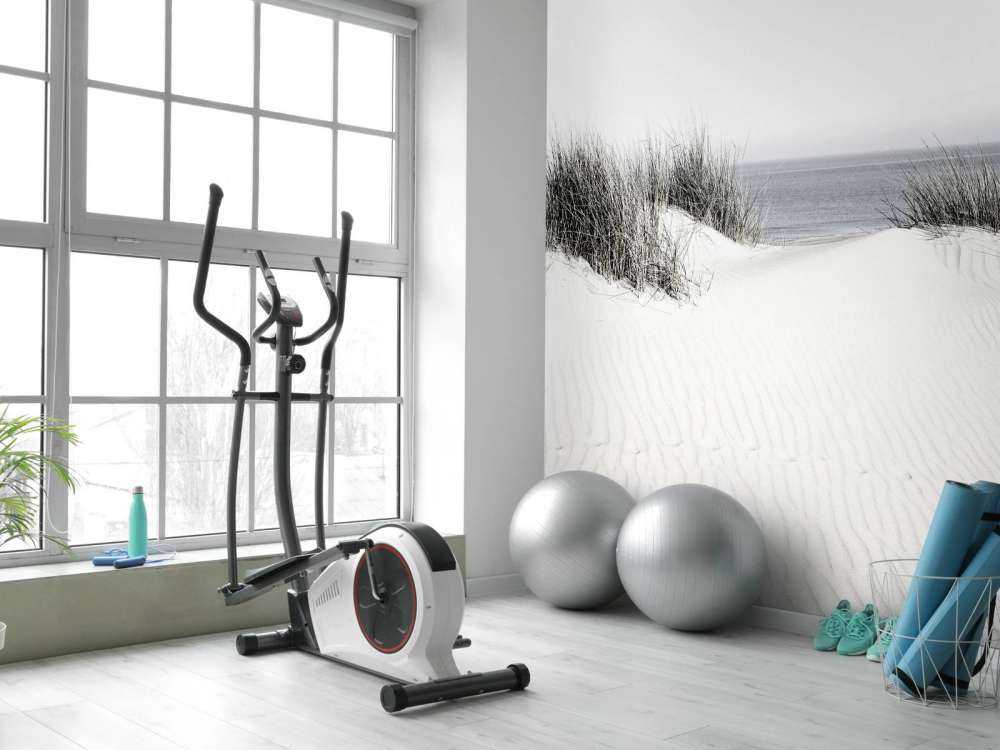 Duin doorgang naar het strand zwart-wit