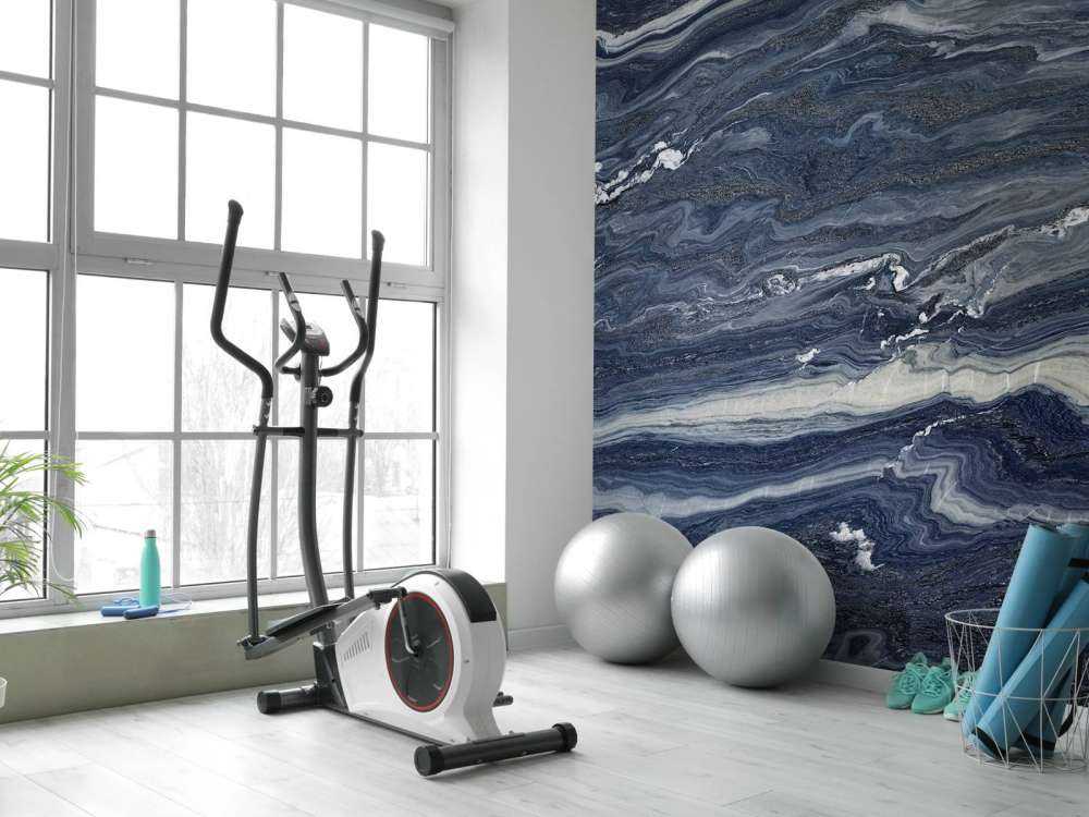 Blauw met wit marmer