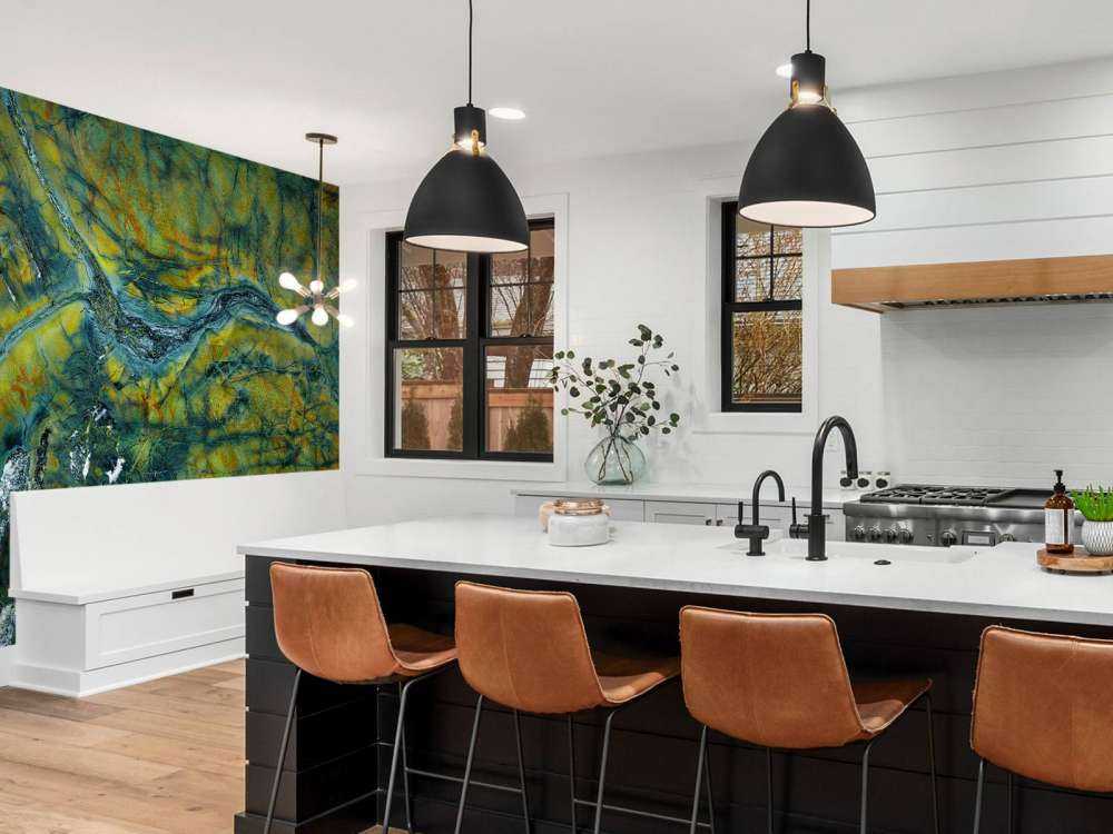 Groen marmer met oranje