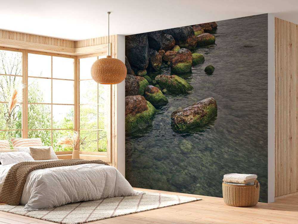 Rotsblokken bij bergmeer