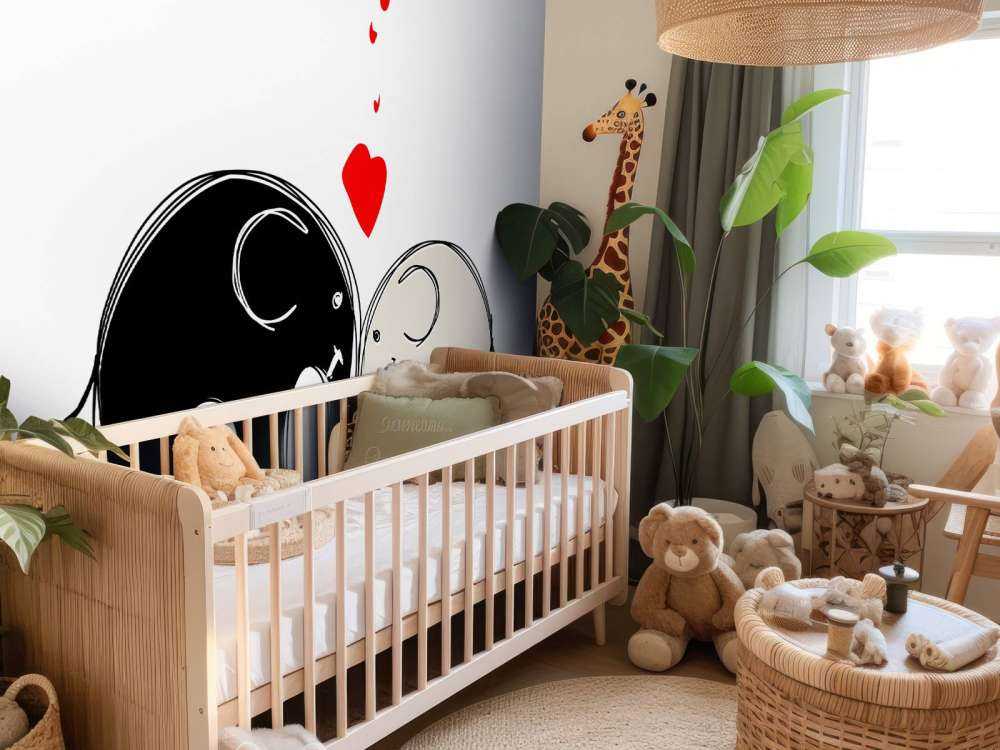 Schets van verliefde olifanten