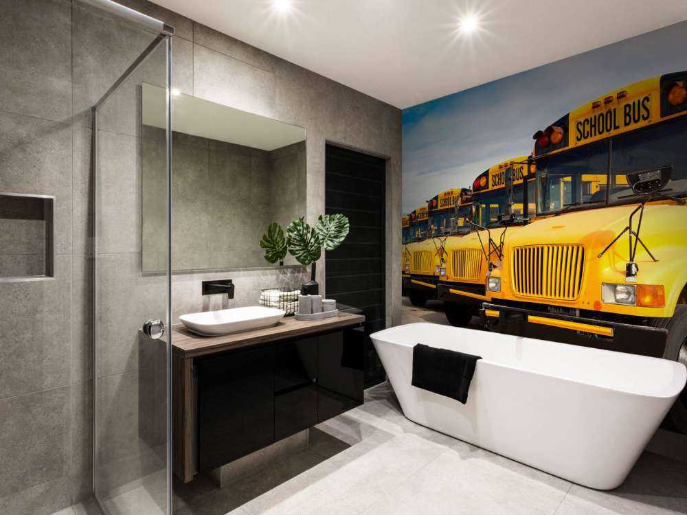 Rij met gele schoolbussen