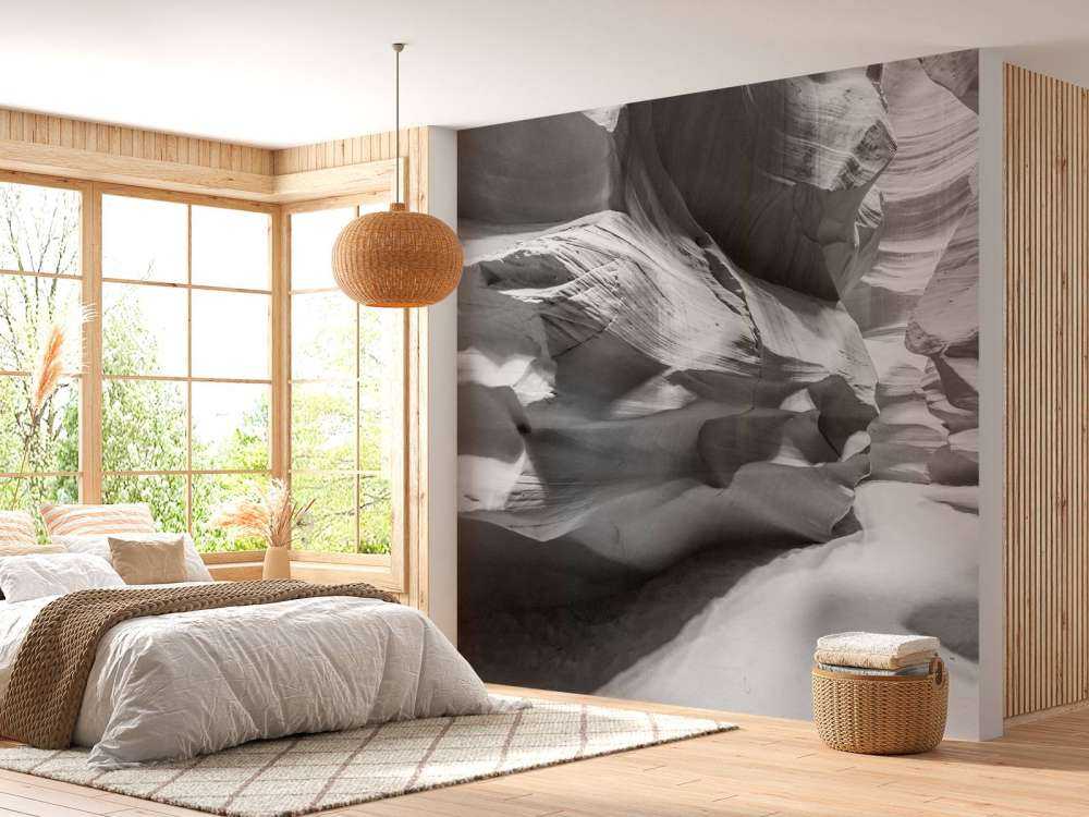 Zandsteen ravijn in zwart-wit