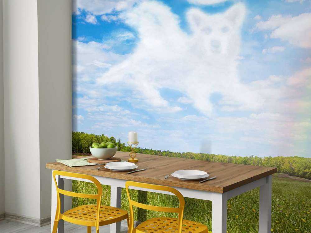 Open veld met Hond Engel wolk