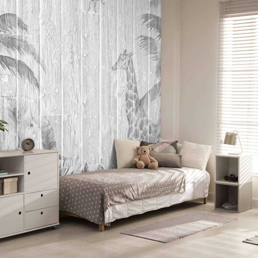 Vrolijke jungle dieren op hout