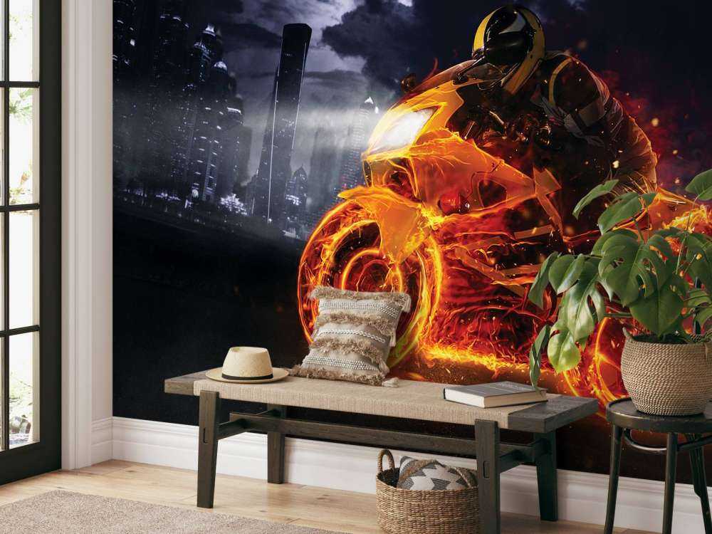 Motor in vuur en vlam