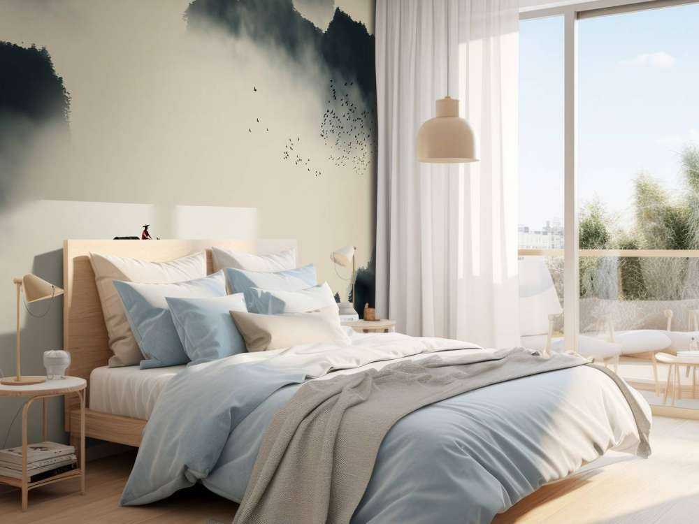 Bootje in mistig landschap