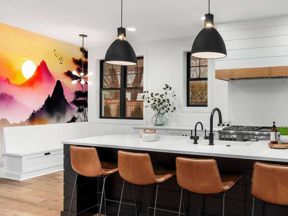 Geïllustreerde roze zonsondergang