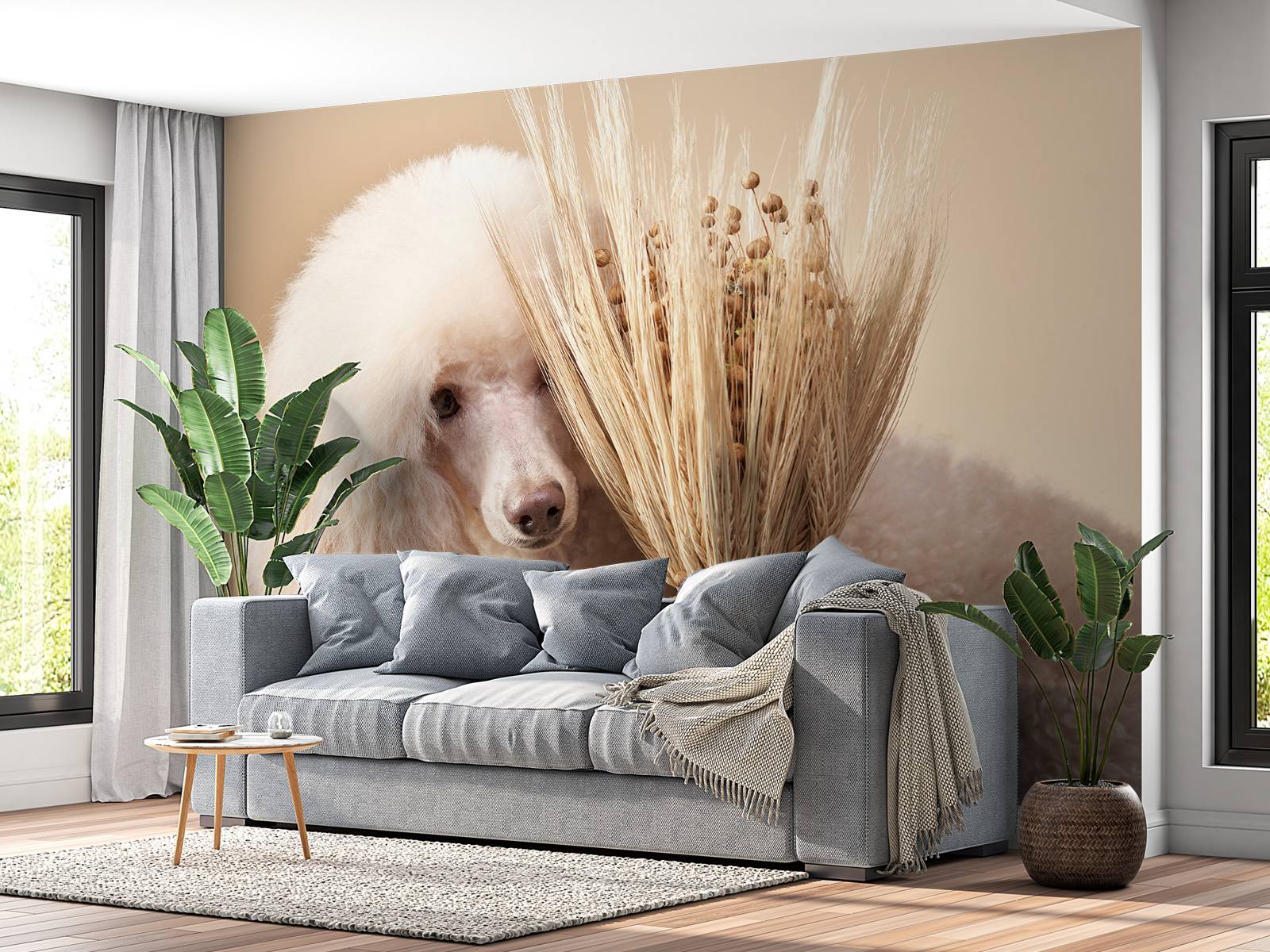 Hond en bloemen