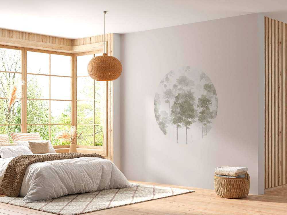 Getekend bos in de mist