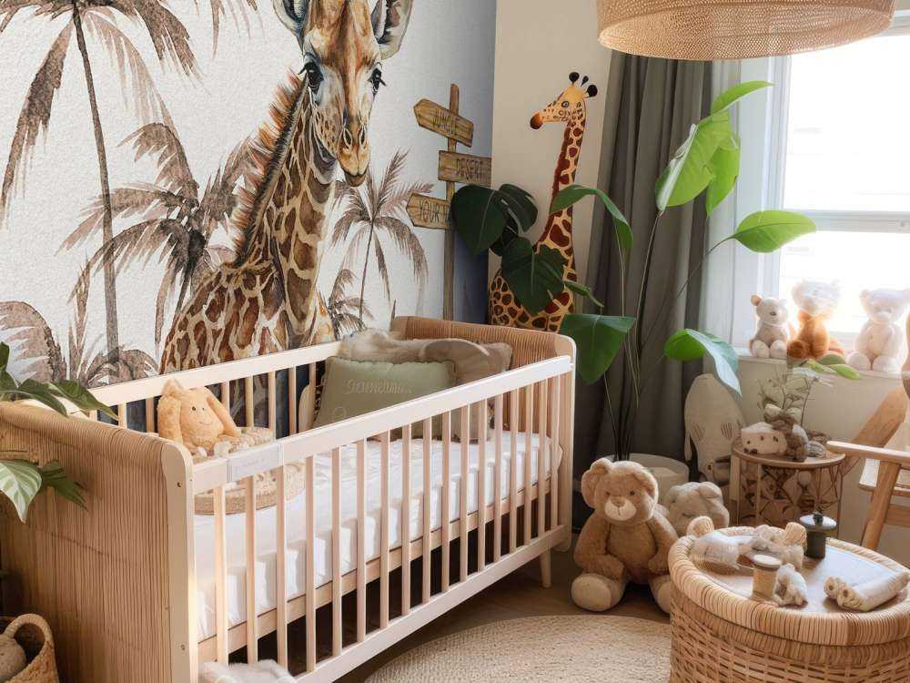 Baby giraffe in de jungle taupe