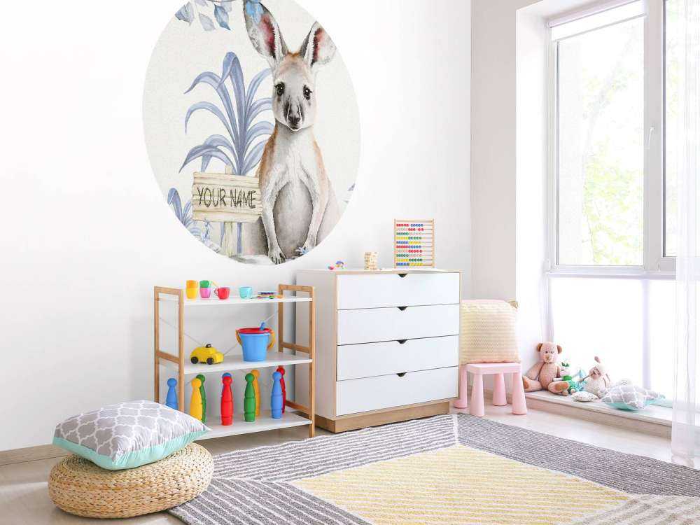 Jonge kangeroe in de jungle blauw