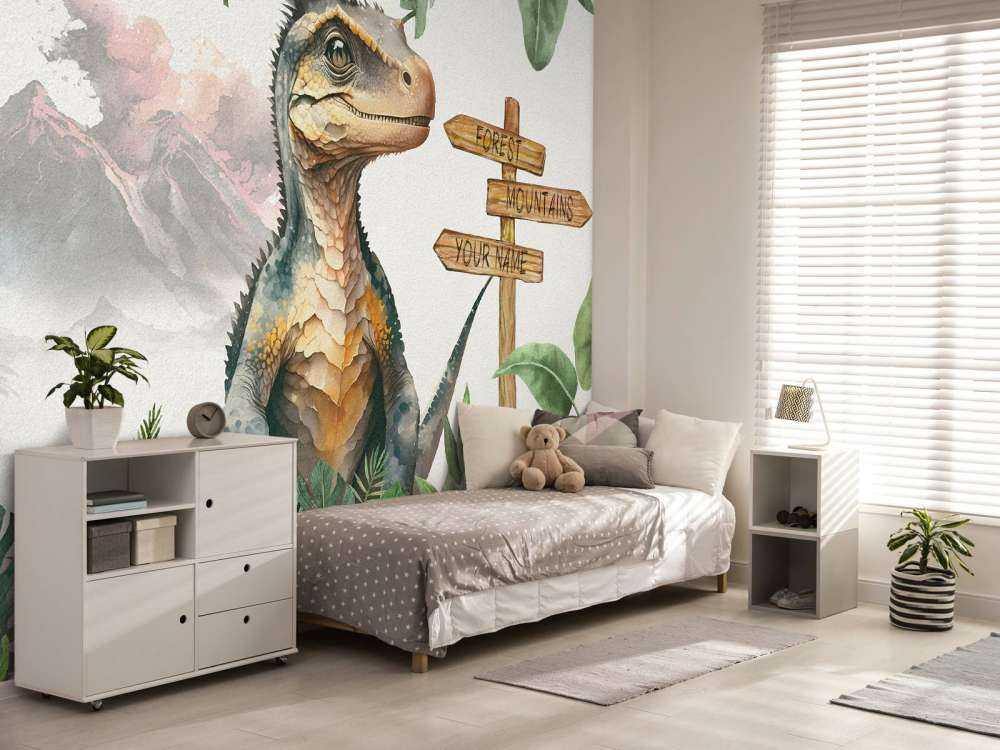 Baby velociraptor in de jungle
