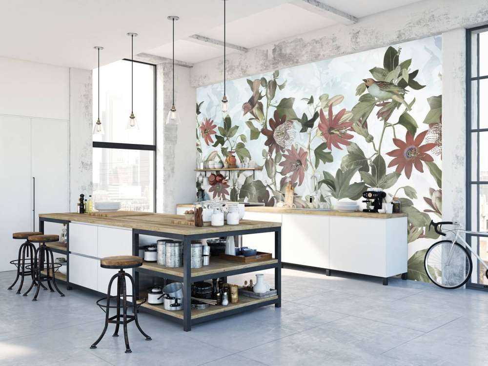 Seven Birds in Enchanted Foliage - Soft Blue