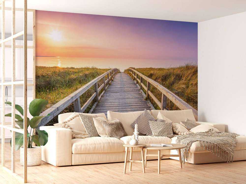 Strand bij zonsondergang