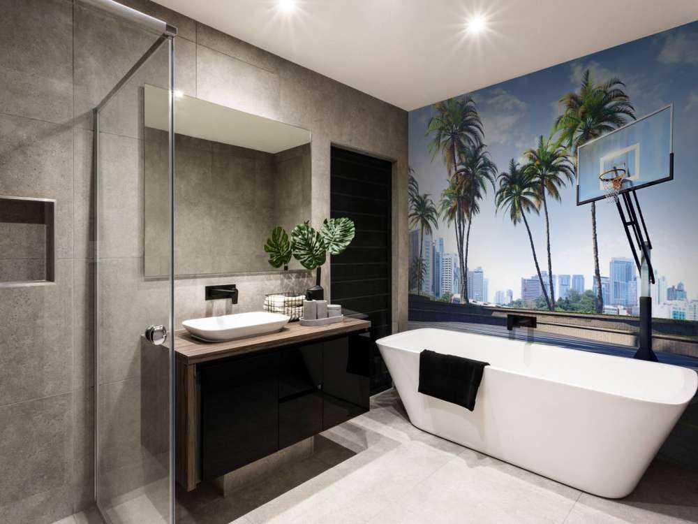 Basketbalveld in een moderne stad