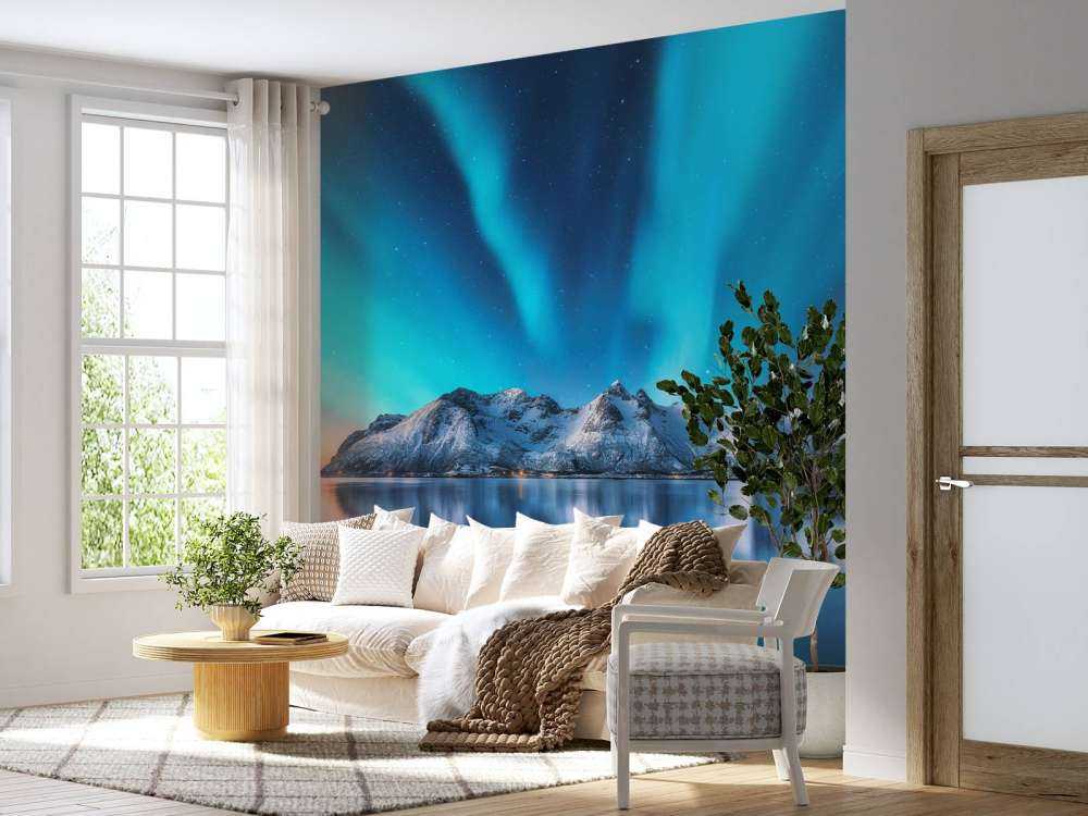 Blauw Noorderlicht boven berg