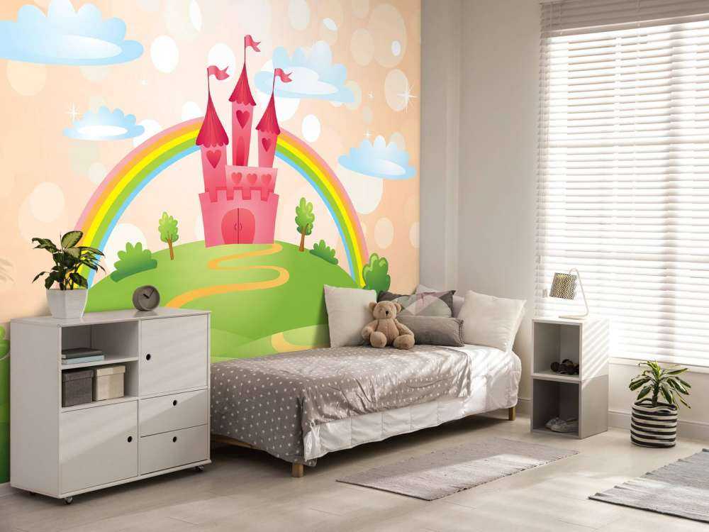 Sprookjeskasteel met een regenboog