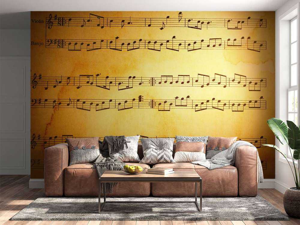 Oud blad met muzieknoten