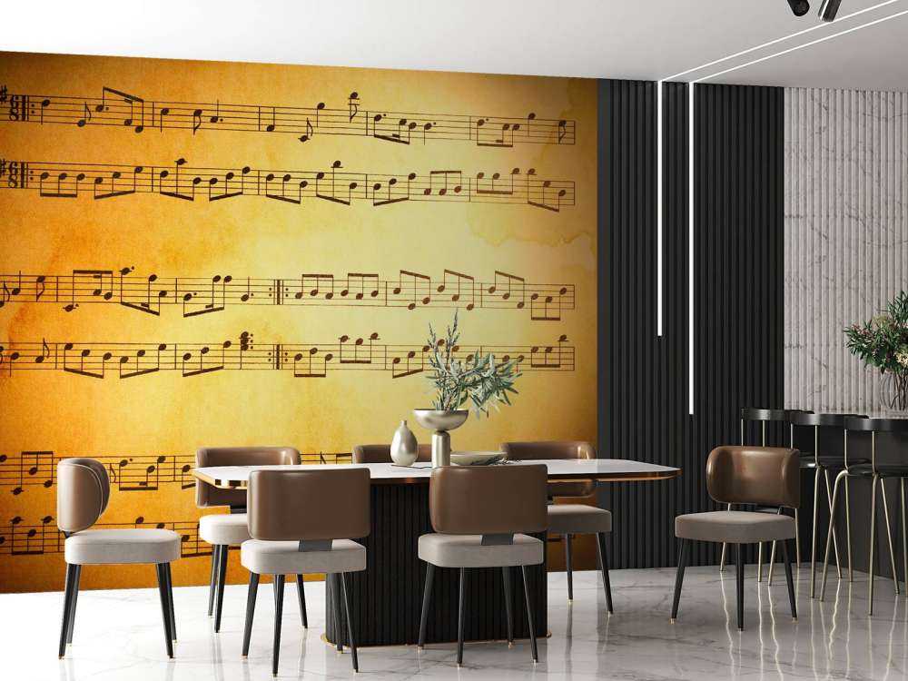 Oud blad met muzieknoten