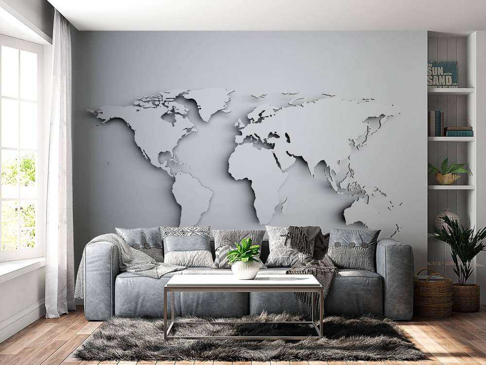 Witte wereldkaart in 3D