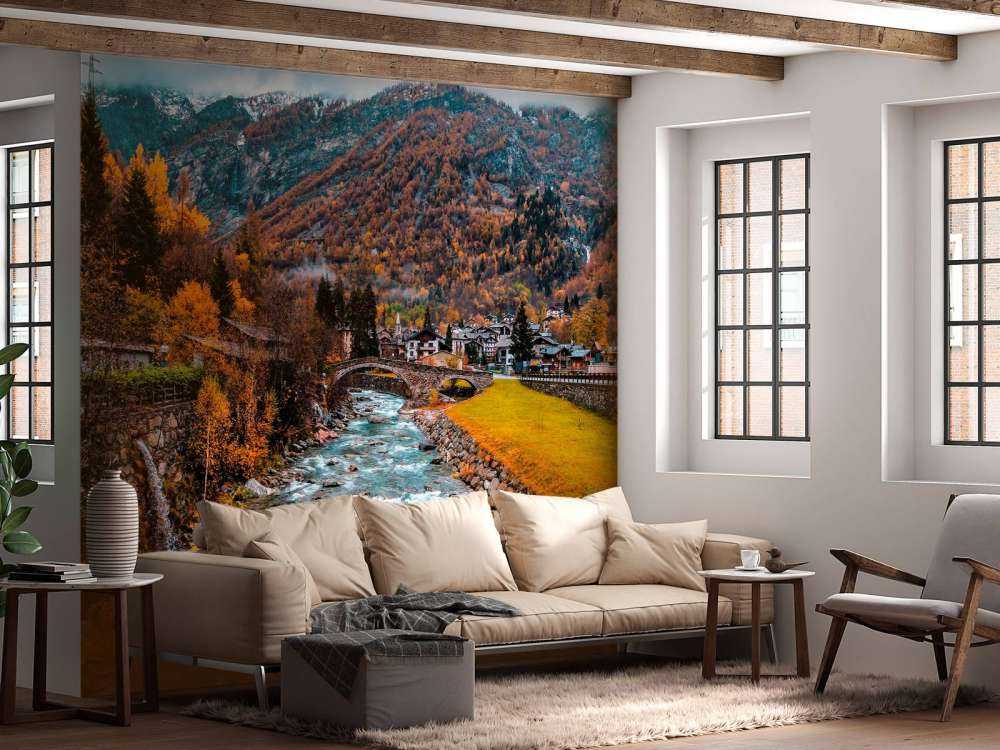 Rivier langs een dorpje