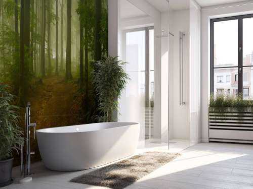 Pad door mistig groen bos