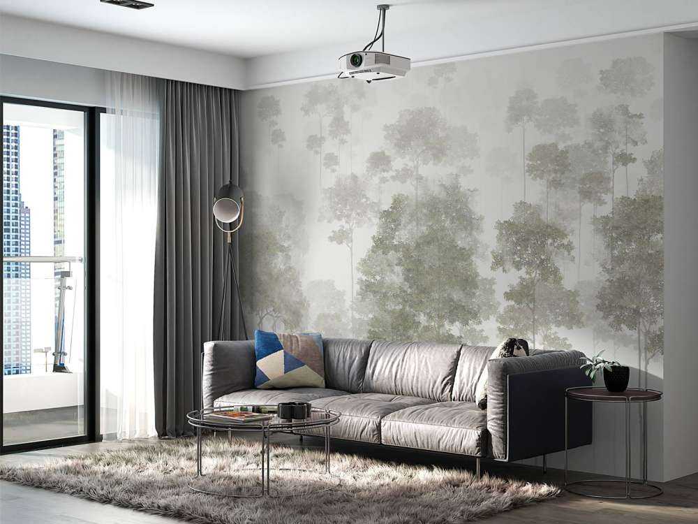 Getekend bos in de mist