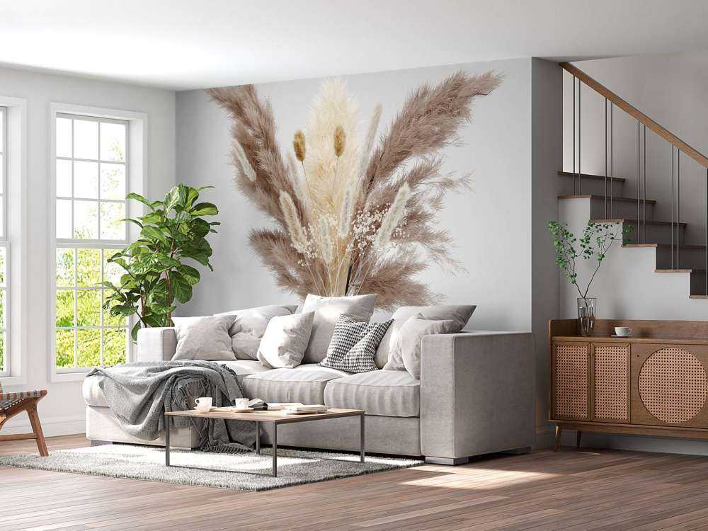 Vaas met beige planten