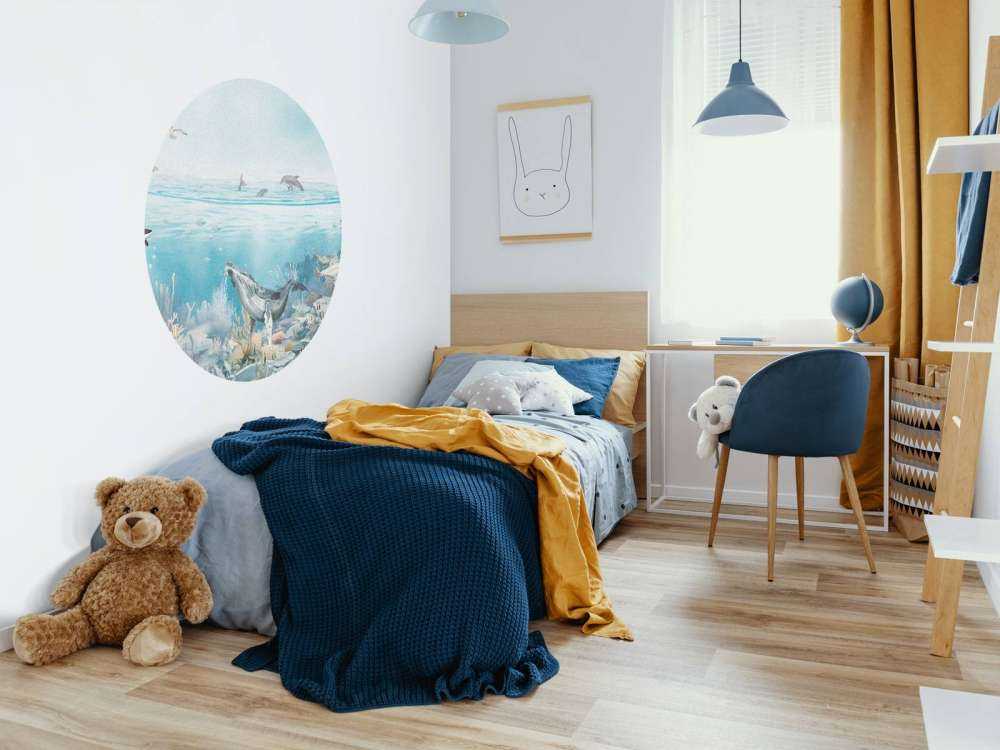 Oceaan landschap met dieren in kleur