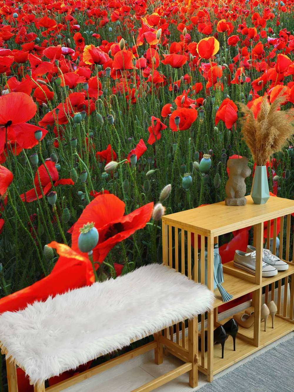 Klaprozen bij ondergaande zon