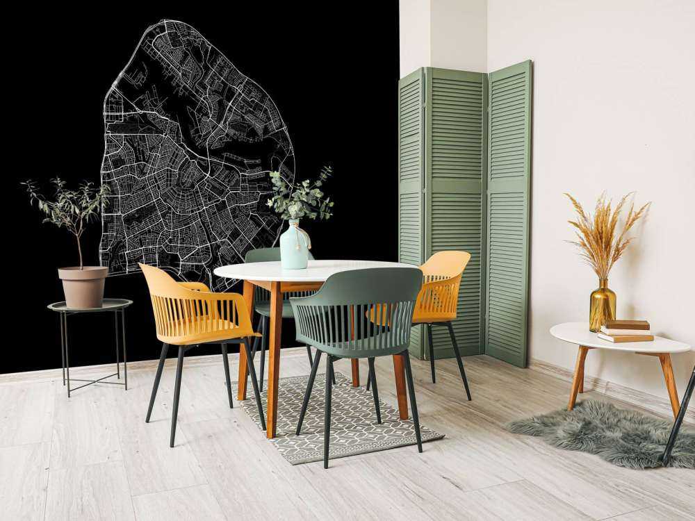 Plattegrond van Amsterdam, zwart