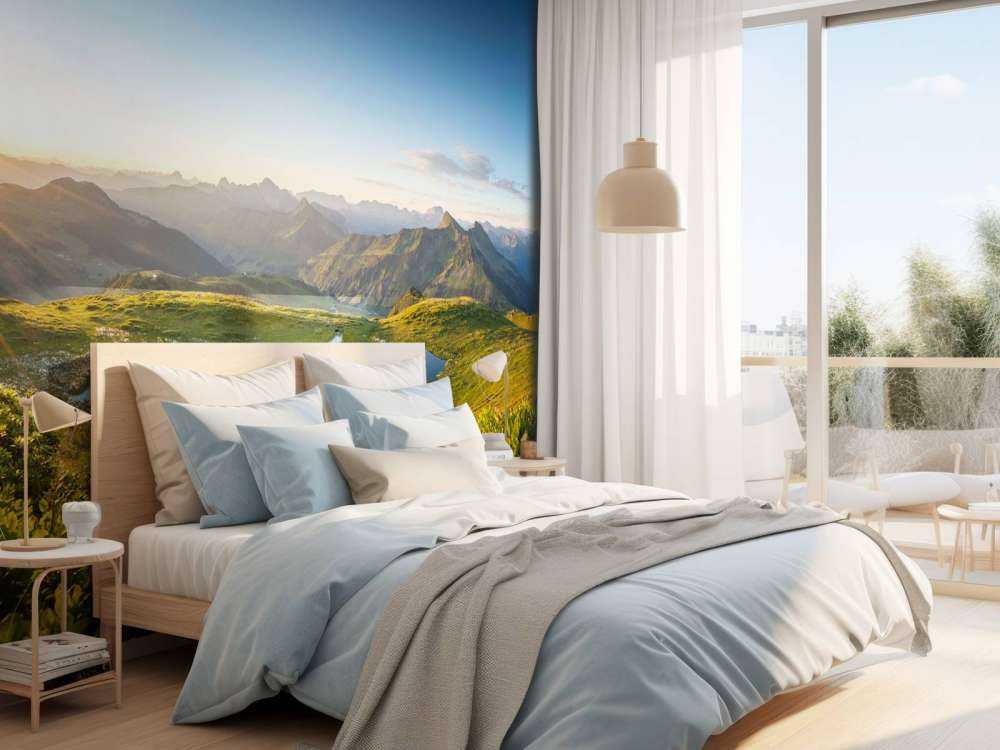 Zonlicht over bergvallei