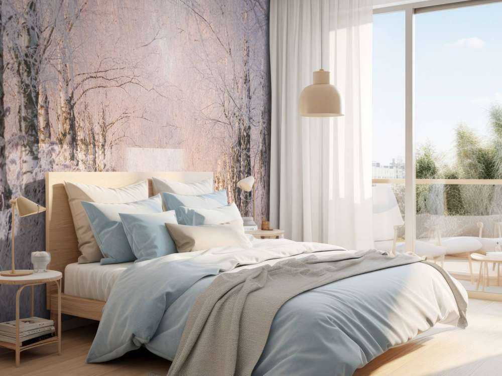 Bomenrij in de Wintermist