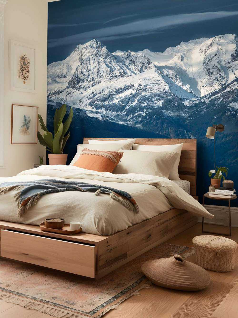 IJsblauwe toppen in stilte