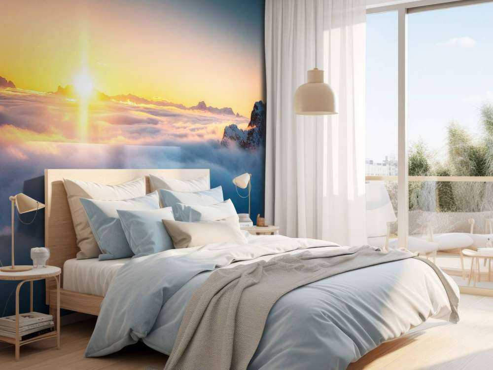 Zonsopkomst boven wolkenzee en bergtoppen