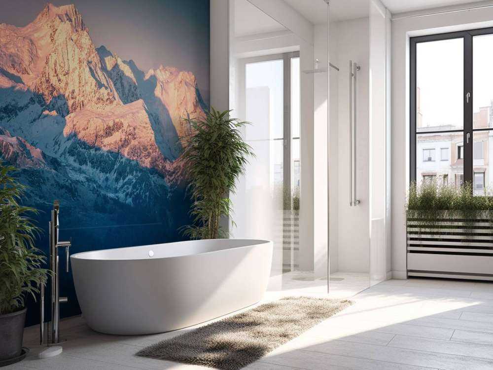 Ochtendlicht op besneeuwde bergtoppen