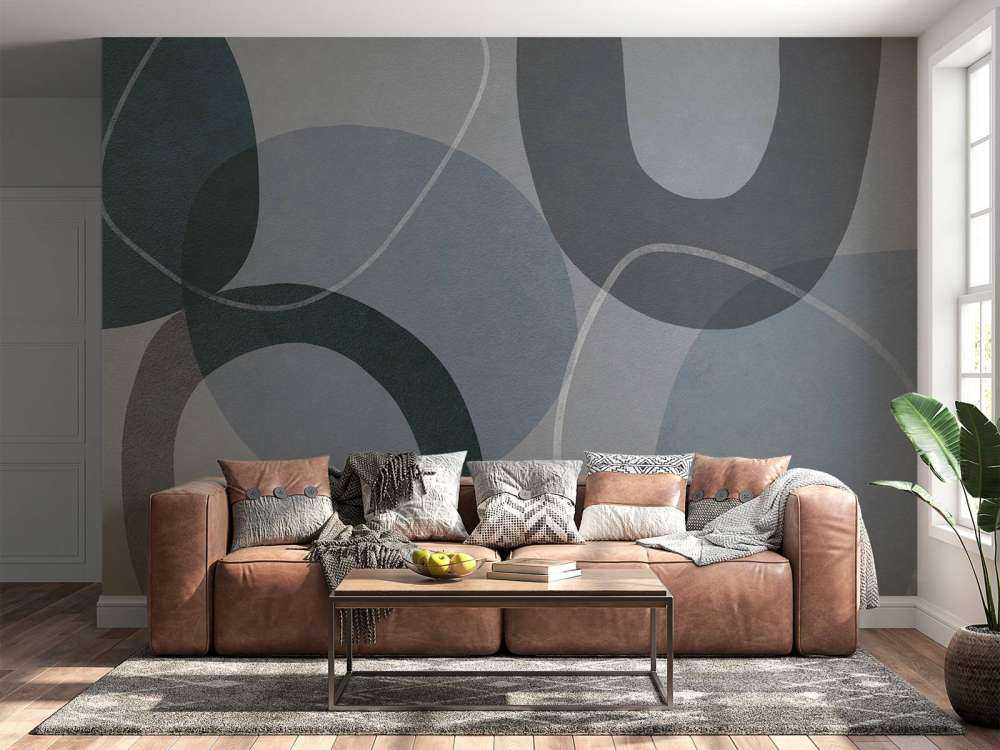 Mid Century Shapes And Outline Grey Teal