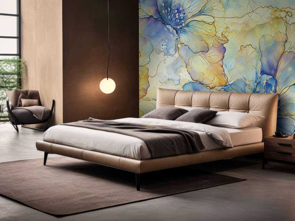 Aquarelbloemen in blauw en goud
