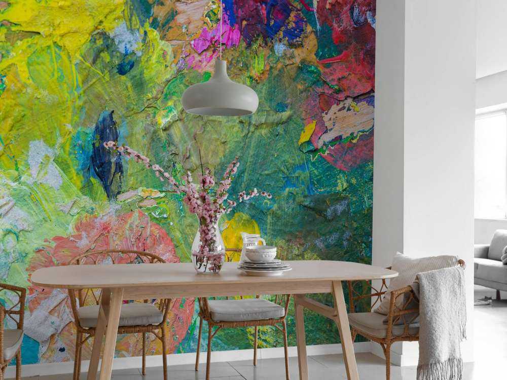 Close-up van een kleurrijk schilderwerk