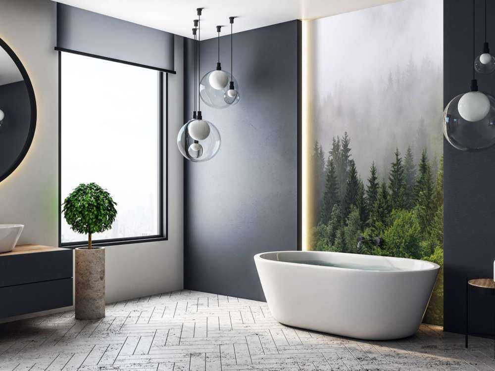 Bovenaanzicht van een mistig bos