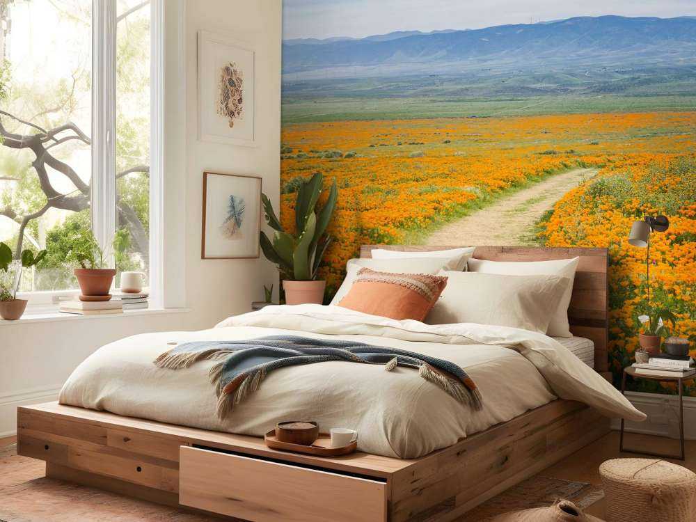 Oranje klaprozenveld in Californië